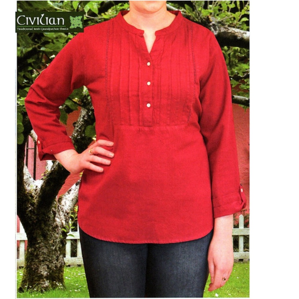 Civilian Traditional Irish Ladies Blouse Raspberry